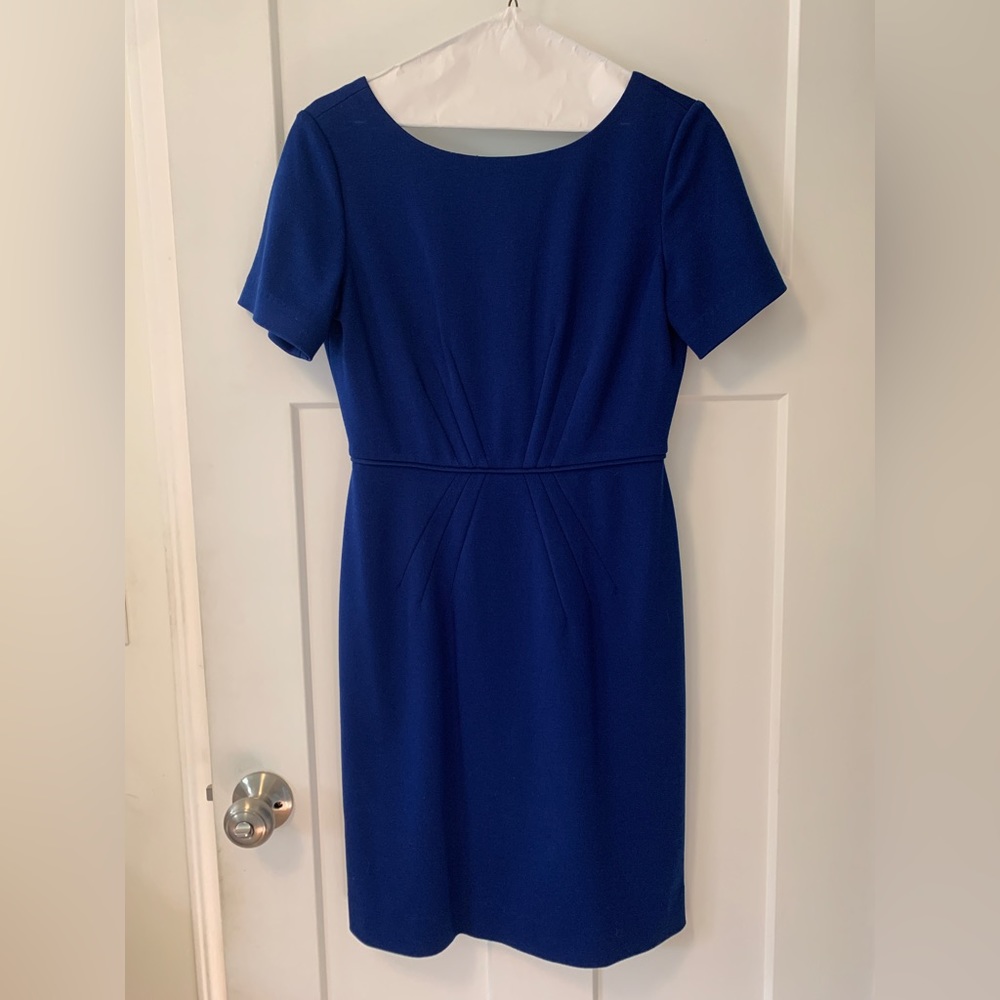 TAHARI Cobalt Blue Midi Sheath Dress - formfitting, classy, conservative